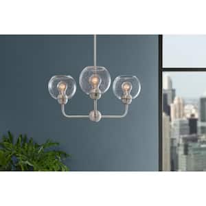 Jill 3-Light Brushed Nickel Chandelier with Clear Seeded Glass Shade