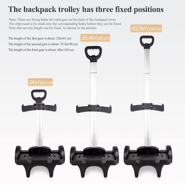 LEYILE Foldable Trolley Cart 6 Wheels Backpack Trolley Aluminium