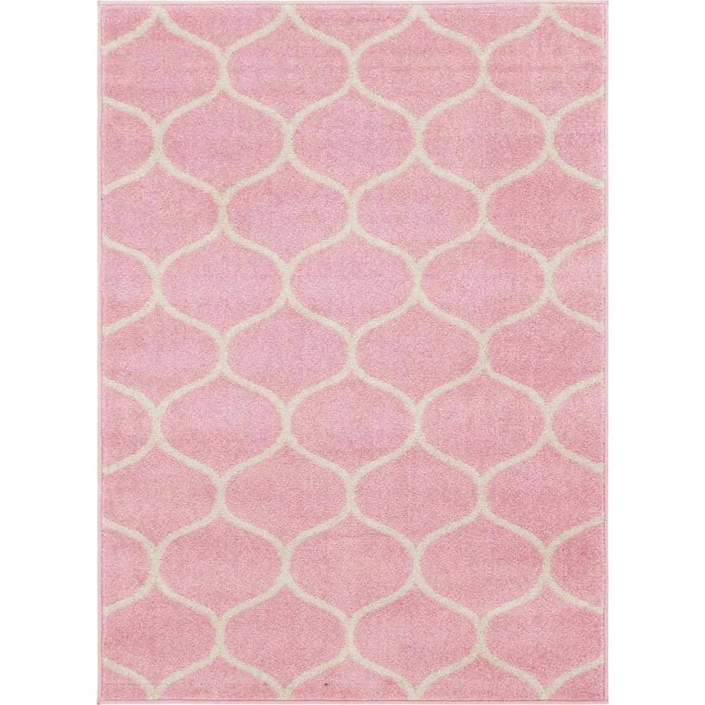 Trellis Frieze Rounded Light Pink 8 ft. x 11 ft. Area Rug price history on PriceWatchPro