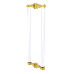 Clearview 18 in. Back to Back Shower Door Pull with Groovy Accents in Polished Brass