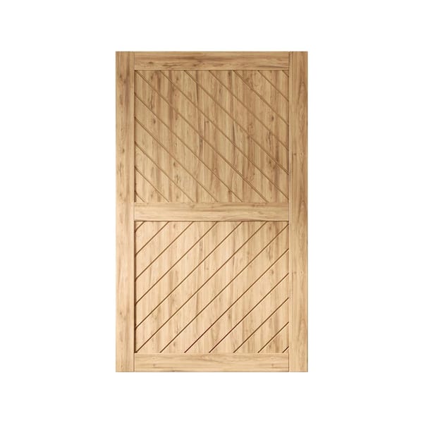 HOMACER XT4 50 in. x 80 in. C-Panel Solid Core Unfinished Slanted Stripe Design Pine Wood Interior Sliding Barn Door Slab