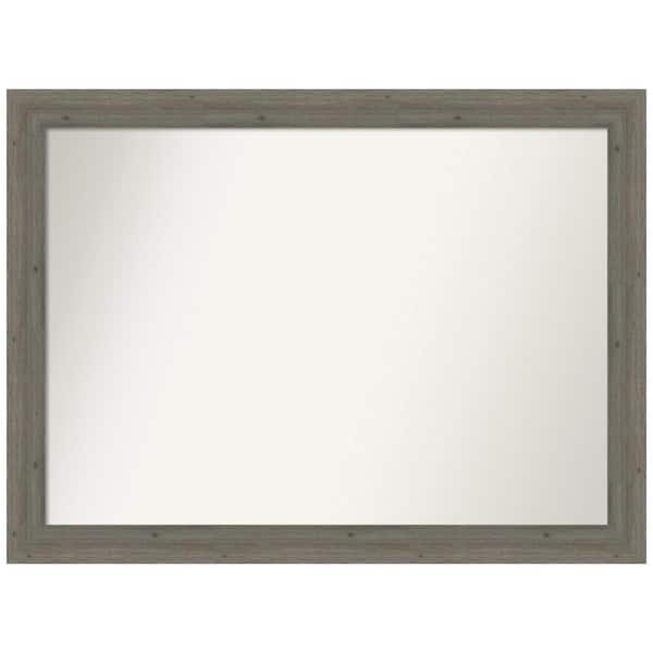 Amanti Art Fencepost Grey Narrow 42.5 in. W x 31.5 in. H Rectangle Non-Beveled Wood Framed Wall Mirror in Gray