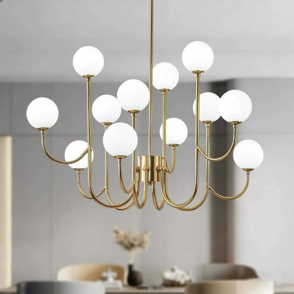 32 in Modern Sputnik Chandelier, 12-Light Pendant Light Fixture, Contemporary Glass Ceiling Lamp for  Living Room price history on PriceWatchPro
