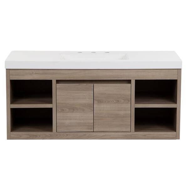 Home Decorators Collection Stockley 18 in. W x 19 in. D x 22 in. H Single  Sink Floating Bath Vanity in Forest Elm with White Cultured Marble Top  B36X20167 - The Home Depot