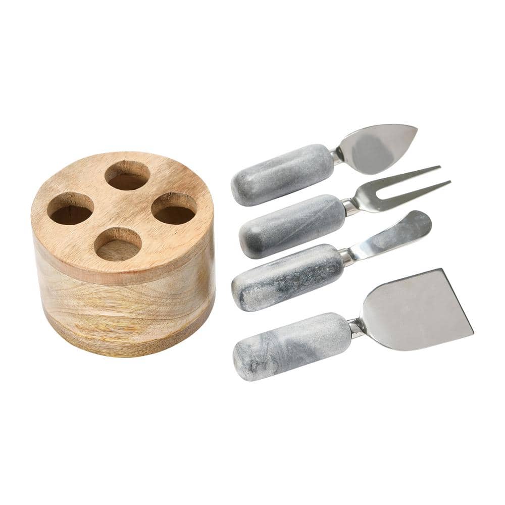 Creative Co-Op DF4998 Mango Wood Stand w/Cheese Spreaders