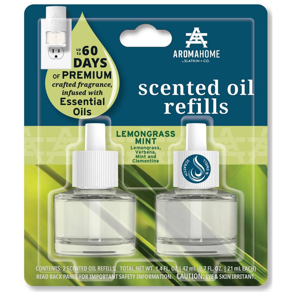 AROMAHOME BY SLATKIN & CO AromaHome Lemongrass Mint Scented Oil Refill  Plug-In Air Freshener Refill (4-Pack) HD-AHRF4-LM - The Home Depot