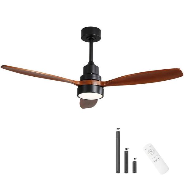 thumbnail image 2 of 52" Indoor/Outdoor Ceiling Fan With Light & Remote - Quiet DC Motor, 6 Speeds, Dual Finish Blades (Black/Brown) 2 of 11
