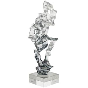 Clear Glass Handmade Freeform Abstract Sculpture with Clear Square Base