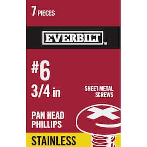 #6 x 3/4 in. Phillips Pan Head Stainless Steel Sheet Metal Screw (7-Pack)