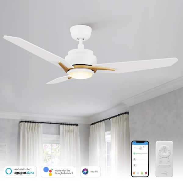 Tilbury 48 in. Dimmable LED Indoor/Outdoor White Smart Ceiling Fan with Light and Remote, Works with Alexa/Google Home
