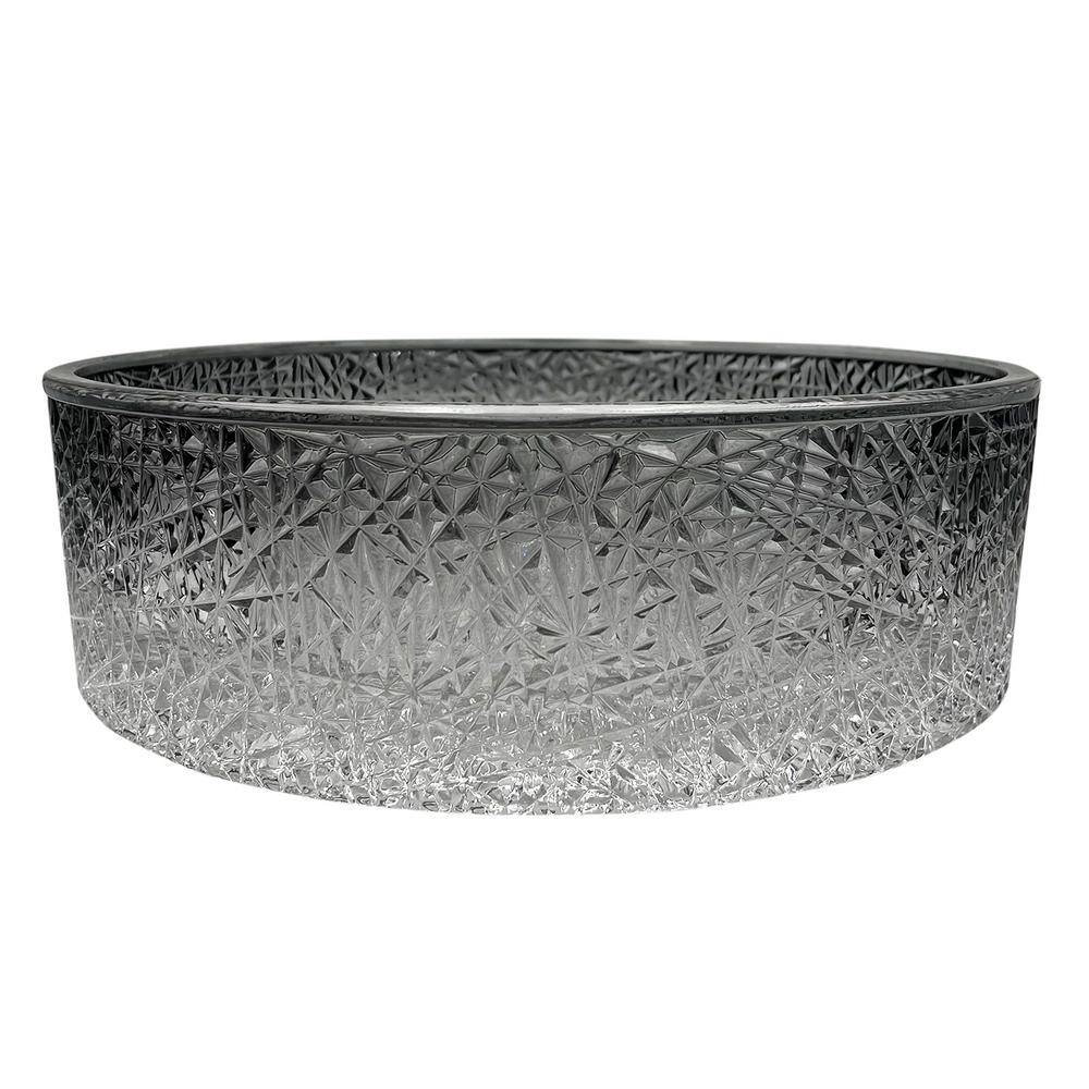 16'' Round Textured Clear Glass Vessel Sink