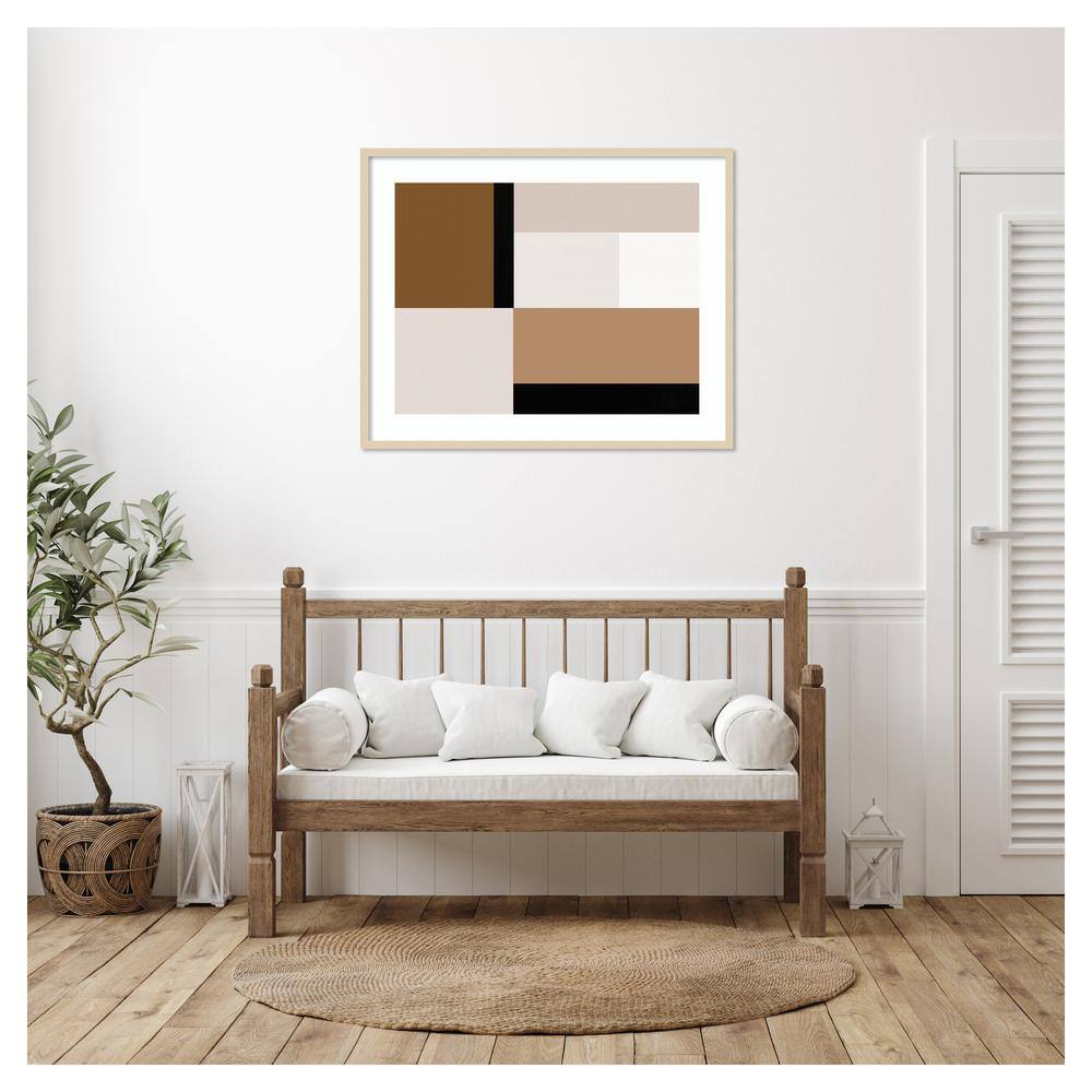 Neutral Centerpoint I Brown and Beige Framed Abstract Print