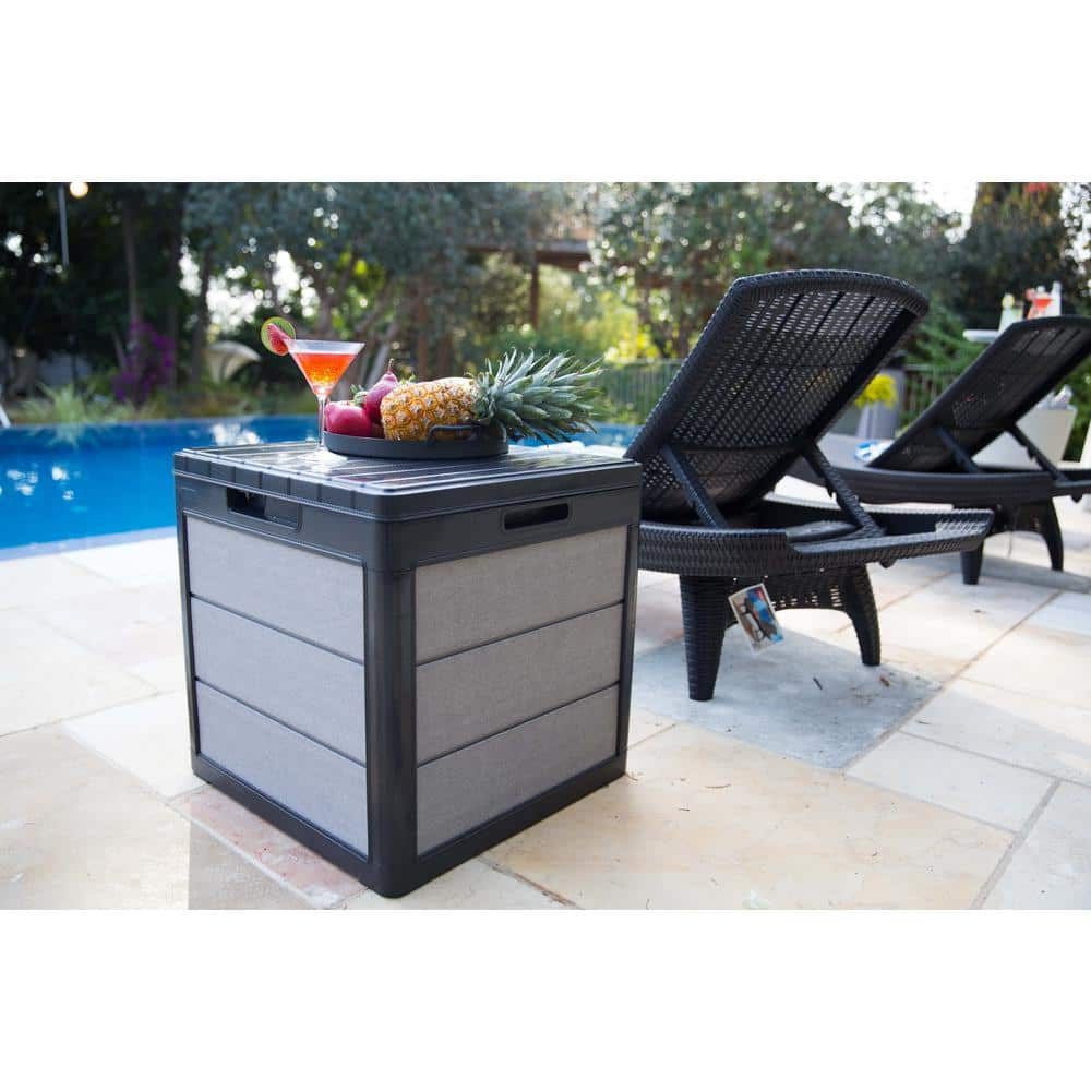Keter 30 Gallon Gray and Black Lockable Resin Deck Box