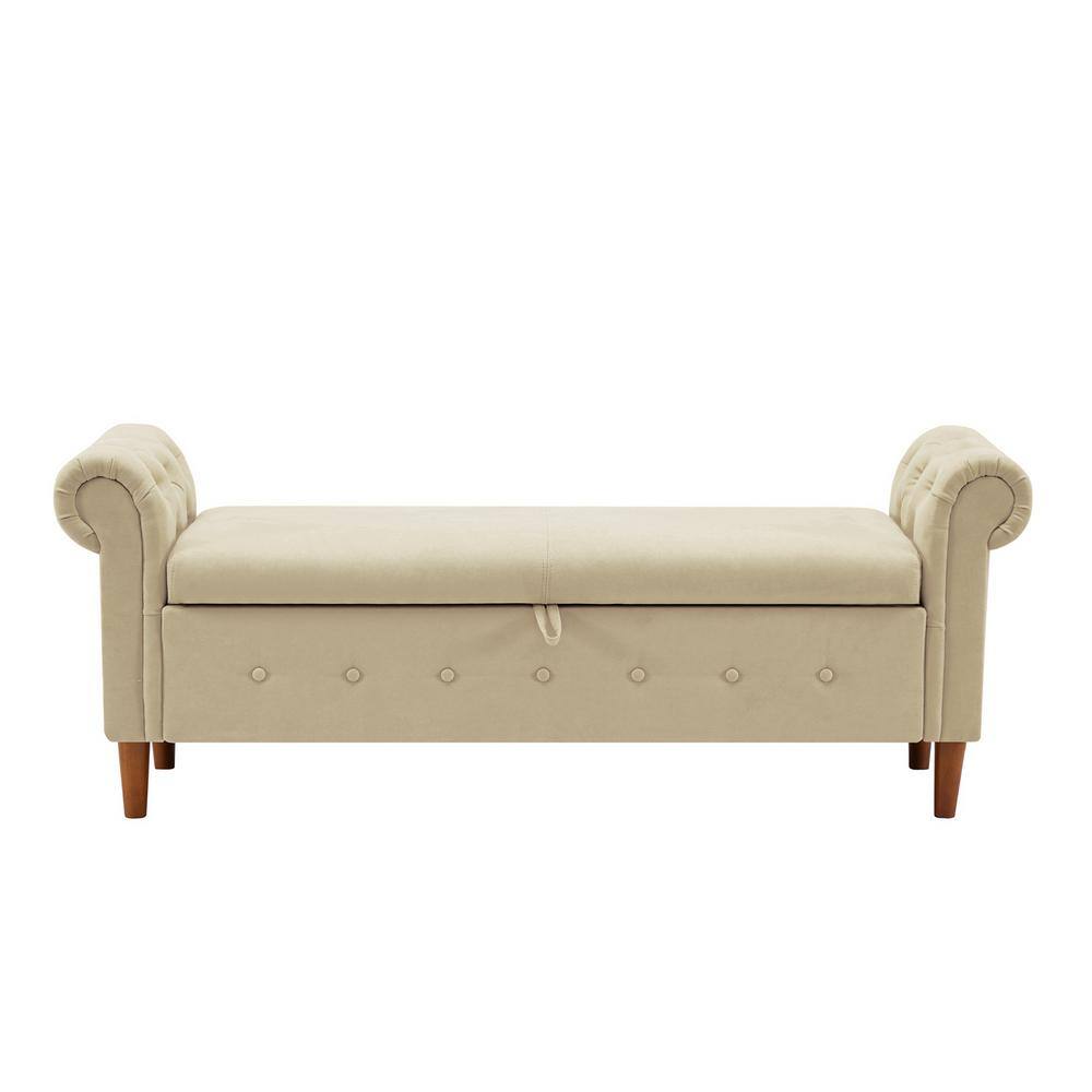 Wateday Beige Linen Storage Bench 24.1 in. H x 63 in. W x 22.1 in. D YJ