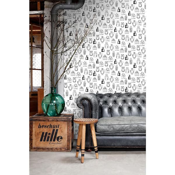 Chita White Perfume Bottles Paper Strippable Wallpaper (Covers 56.4 sq. ft.)