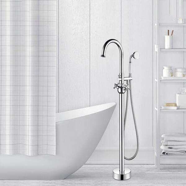 48 in. H x 12 in. W Single-Handle Claw Foot Tub Faucet with Hand Shower in Oil Rubbed Bronze