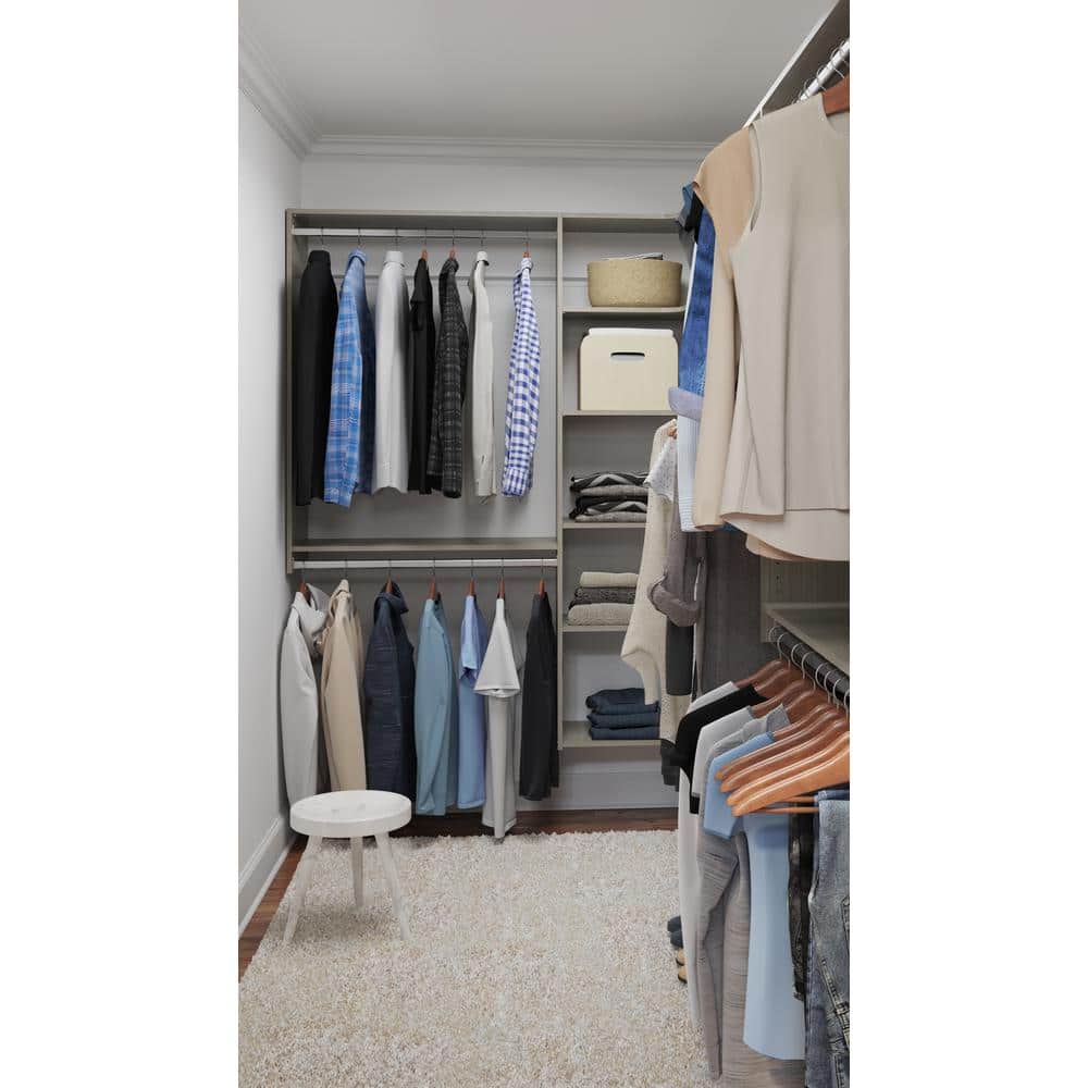 Weathered Grey Ultimate Corner Closet Organizer with Drawers