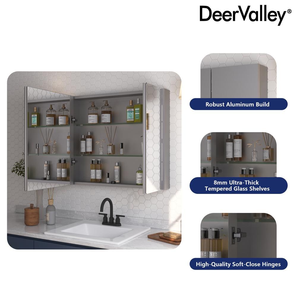 30'' W x 26'' H Frameless Mirrored Medicine Cabinet with Adjustable Shelves