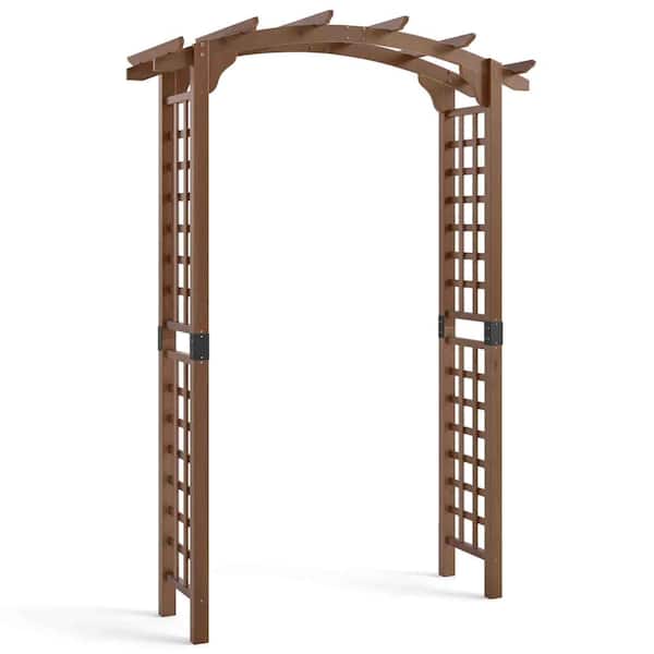 90 in. Natural Fir Wood Garden Arbor with Side Trellis