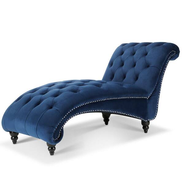 blue leather chaise lounge