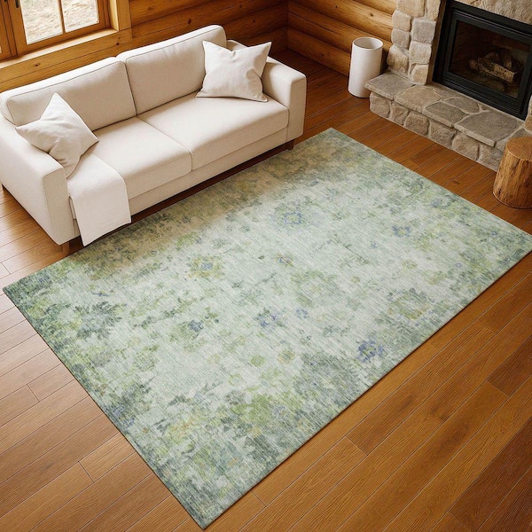 Chantille Machine Washable Indoor/Outdoor Abstract ACN2301 Aloe 10 ft. x 14 ft. Area Rug