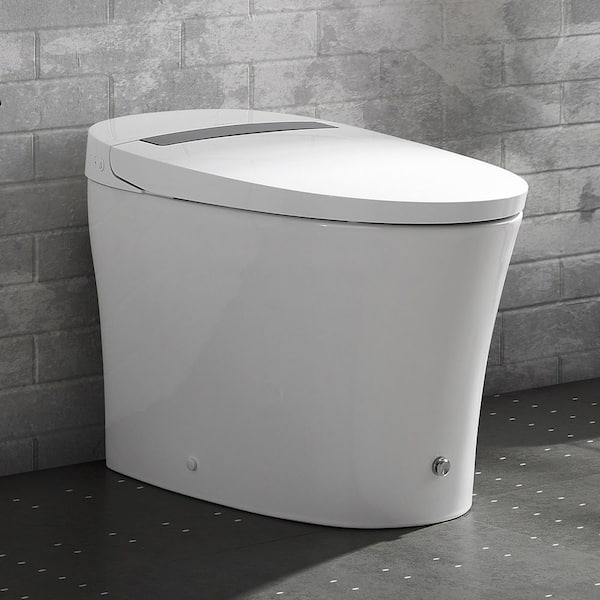 Hugo Smart Tankless, 1.1/1.6 GPF Touchless Vortex, Elongated Toilet in Glossy White