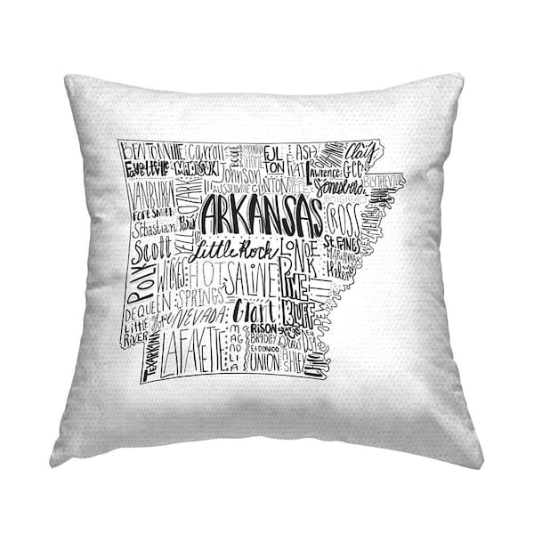 Stupell Industries Arkansas State Varied Cities Typography Shape Black Square Outdoor Throw Pillow