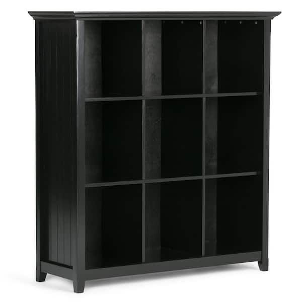 Simpli Home Acadian Solid Wood 48 in. x 44 in. Transitional 9 Cube Bookcase and Storage Unit in Black