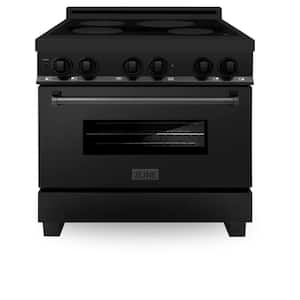 36 in. Freestanding Electric Range 4 Element Induction Cooktop in Black Stainless Steel