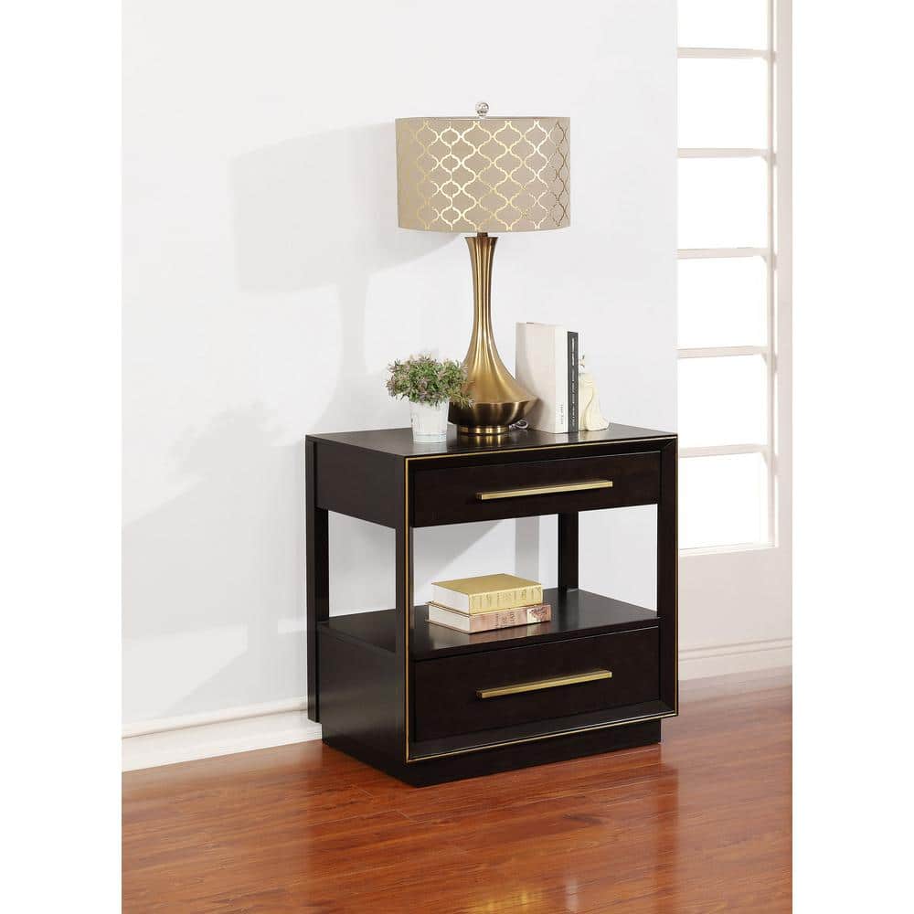 Durango Smoked Peppercorn 2-Drawer Transitional Nightstand