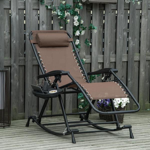 Outsunny Outdoor Garden Folding Chair  Armchair Reclining Seat w/Pillow Black 