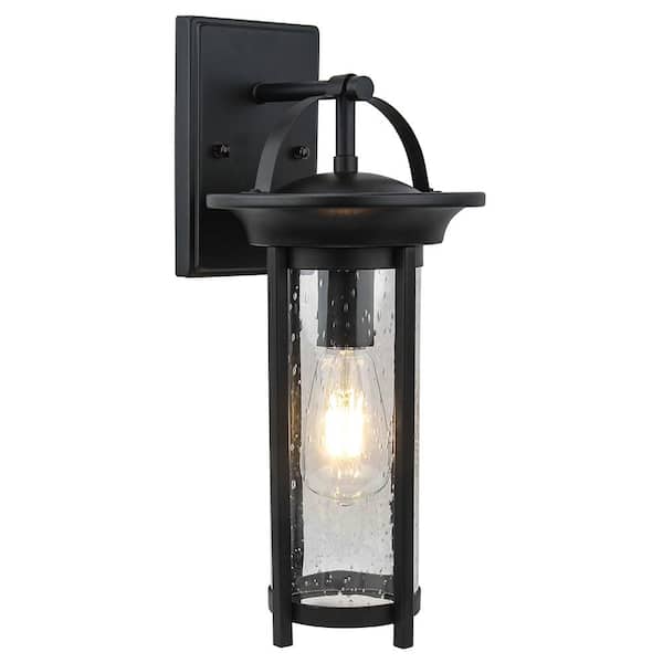 Unbranded Black Outdoor Hardwired Wall Lantern Sconce with bulb Included