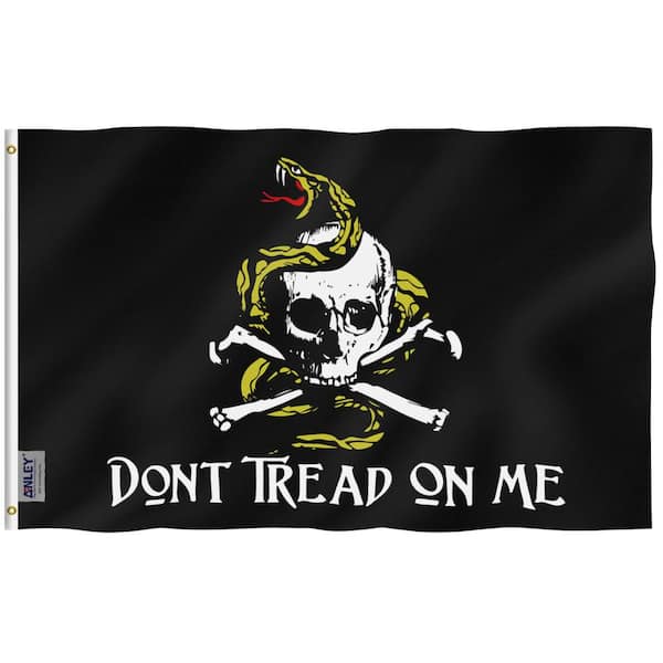 ANLEY Fly Breeze 3 ft. x 5 ft. Polyester Don't Tread On Me Pirate Flag 2-Sided Banners with Brass Grommets and Canvas Header