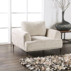 Orlandi Light Brown Chenille Arm Chair With Extendable Backrest