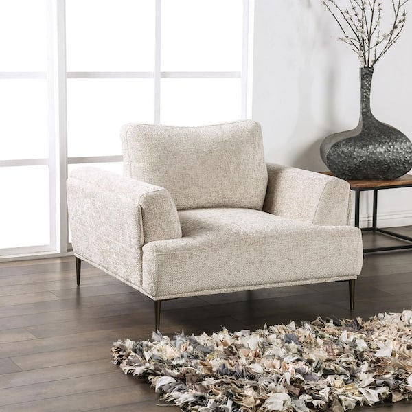 Furniture of America Orlandi Light Brown Chenille Arm Chair With Extendable Backrest