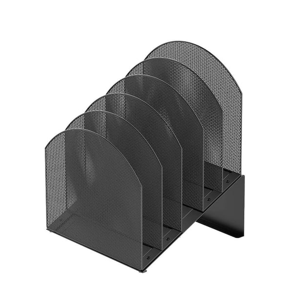 Desk File Organizer Vertical 5-Section Document and Record Holder Storage for Home Office School Black