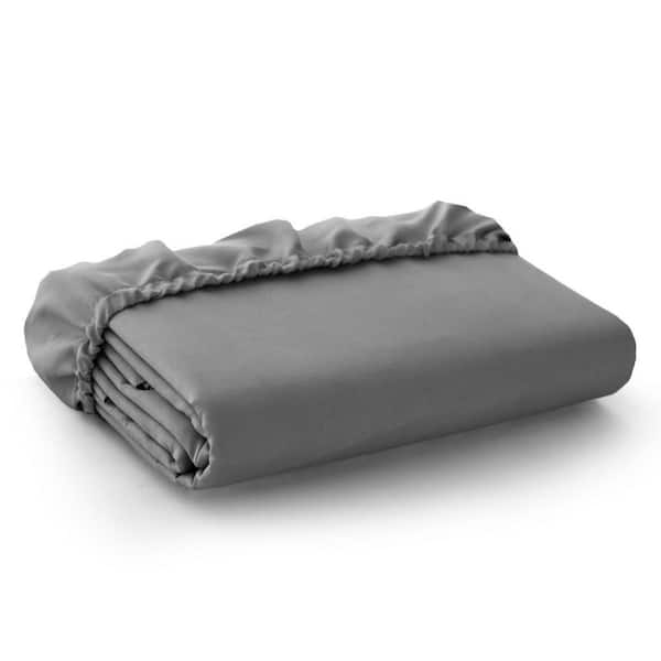1-Piece Gray Solid Color Microfiber California King Deep Pocket Fitted Sheet