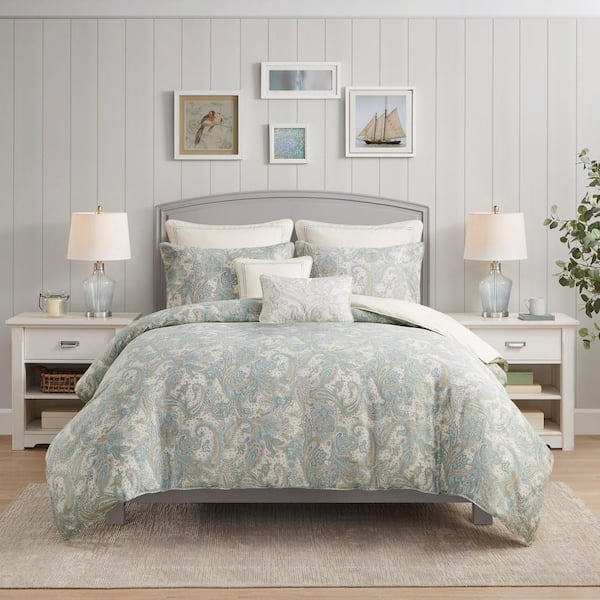 Chelsea 3-Piece Blue Cotton Full/Queen Duvet Cover Set