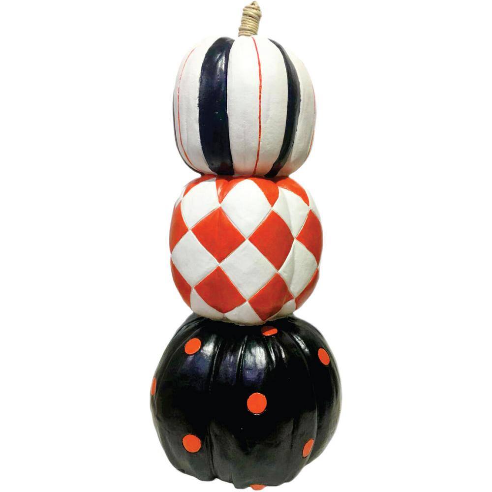 Freestanding Lighted Resin Pumpkin Trio Topiary for Halloween