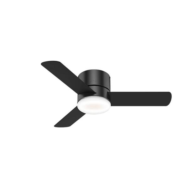 Hunter Minimus 44 in. Low Profile Integrated LED Indoor Matte Black Ceiling Fan with Light Kit and Remote