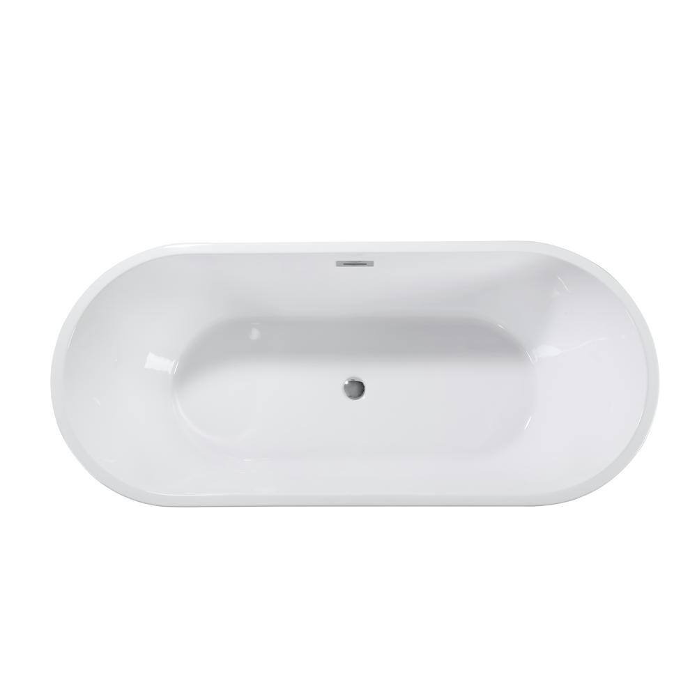 67 in. x 31 in. Acrylic Freestanding Soaking Bathtub with Center Drain in w