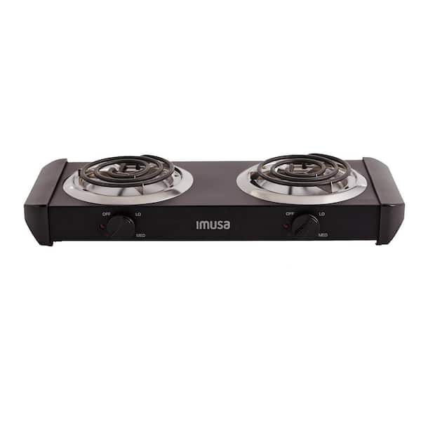 IMUSA Double Burner 6 in. Black Hot Plate with Temperature Control