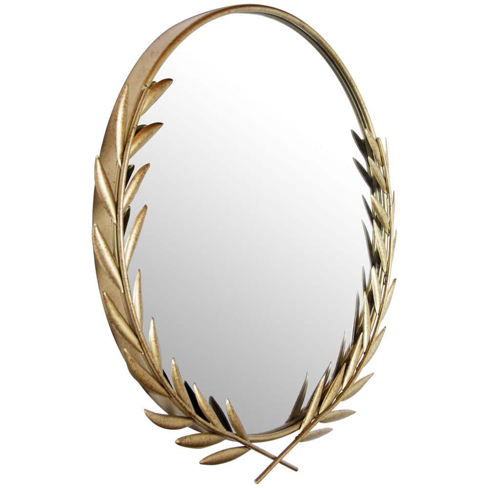 21" Gold Grecian Round Wall Mirror with Antique-Style Frame