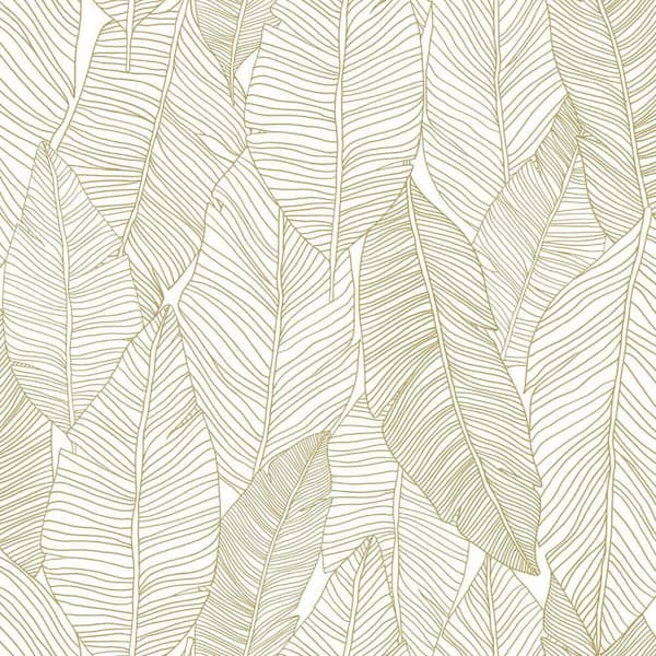 ESTA Home Canales White Gold Inked Leaves Wallpaper Sample DD139125SAM ...