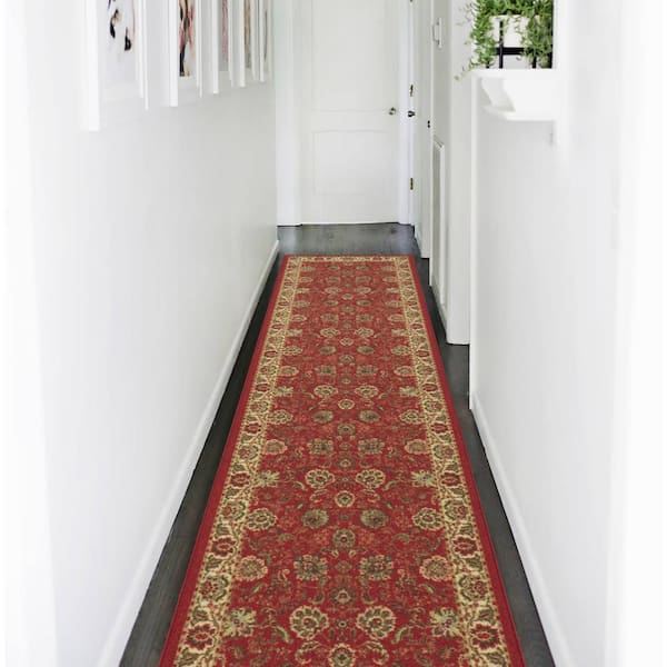 Ottomanson Ottohome Solid Non-Slip Runner / Area Rug - 2'3 x 3' - Red