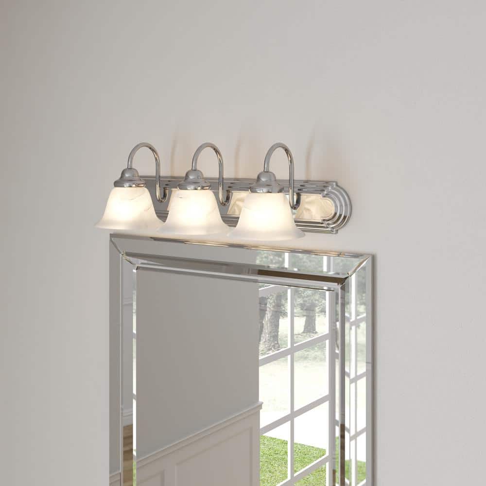 Ballerina 24" Chrome Vanity Light with Alabaster Glass