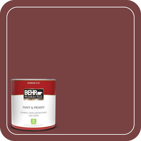 BEHR PREMIUM PLUS 1 qt. #PPF-01 Tile Red Flat Low Odor Interior Paint & Primer