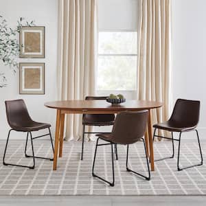 Mid-Century Modern Oval Caramel Solid Wood 40-60 in. Extendable 4 Legs Dining Table (Seats 6)