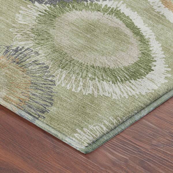 Mayfield Premium Machine Washable Abstract AMF2278 Aloe 3 ft. x 4 ft. Area Rug