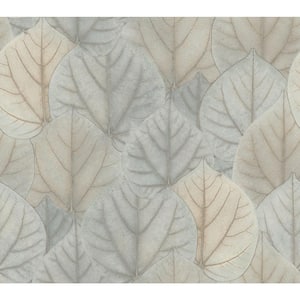 Leaf Concerto Blue And Taupe Wallpaper